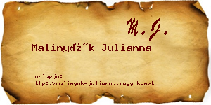 Malinyák Julianna névjegykártya